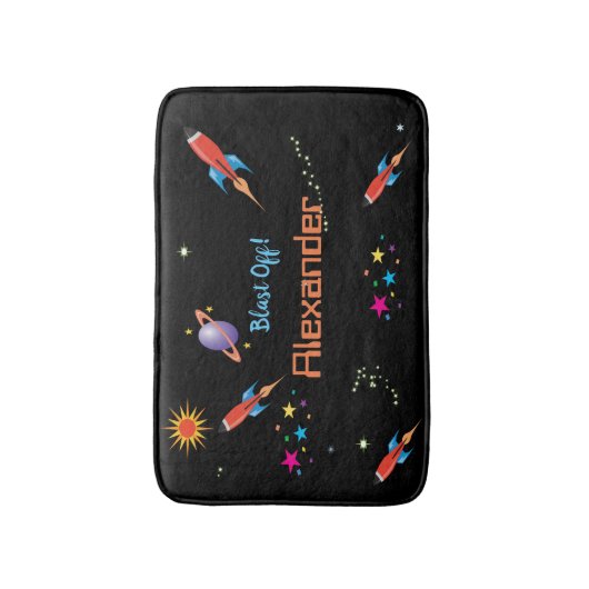 Persoonsnaam van Space Rocket Boys Badmat (Voorkant Verticaal)