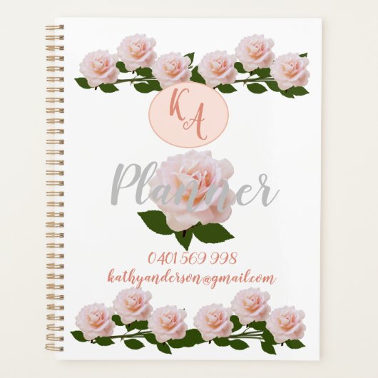 Persoonsplanner voor pit en witte rozen planner (Voorkant)