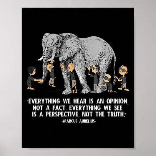 Perspectief citaat Marcus Aurelius Elephant Illust Poster (Voorkant)