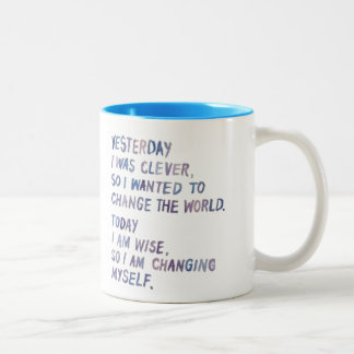 Perspectief op verandering tweekleurige koffiemok