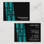 Perspectieven v2 - Cyaan en wit op zwart Visitekaartje (Voorkant / Achterkant)