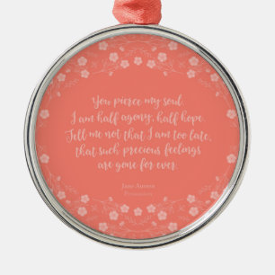 Persuasion Jane Austen Floral Love Letter Quote Metalen Ornament