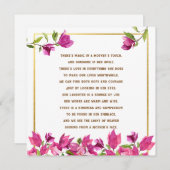 Perte florale de mère maman Poem Carte de Sympathi (Devant / Derrière)