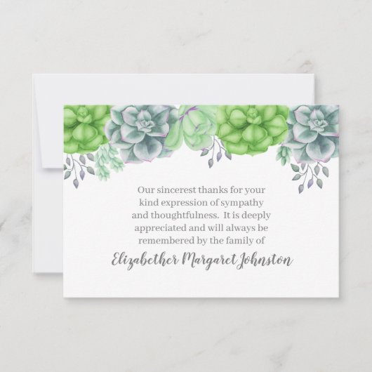 Perte funèbre de Merci de Succulents élégants (Devant)