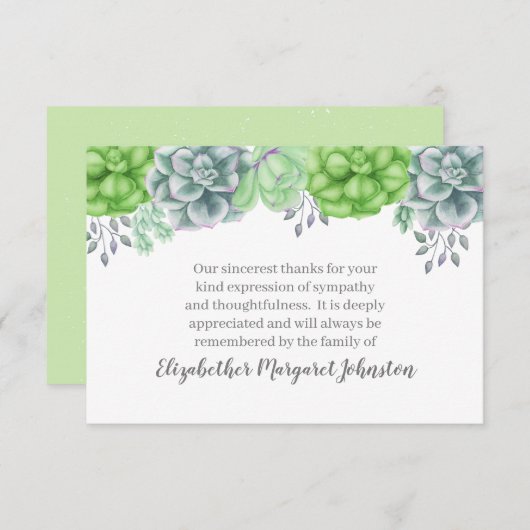 Perte funèbre de Merci de Succulents élégants (Devant / Derrière)