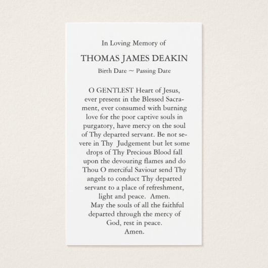 Perte funéraire Angel Confort Prière Sympathie Car (Dos)