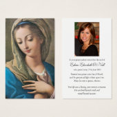 Perte funéraire Belle Marie Prière Cartes de Sympa (Devant & derrière)