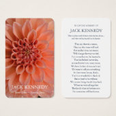 Perte funéraire Dahlia Memorial Prayer Cartes de s (Devant & derrière)