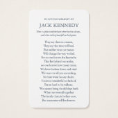 Perte funéraire Dahlia Memorial Prayer Cartes de s (Dos)