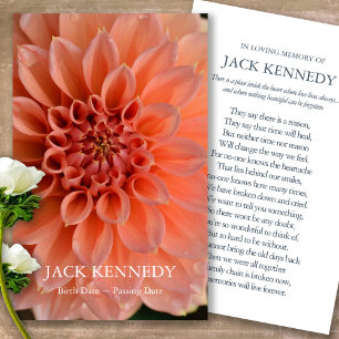 Perte funéraire Dahlia Memorial Prayer Cartes de s