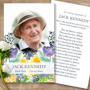 Perte funéraire Floral Photo Prière Sympathy Carte