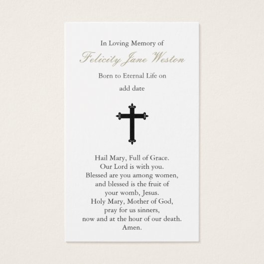 Perte funéraire Jésus accablé prière Cartes de sym (Dos)