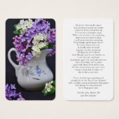 Perte funéraire Lilac Memorial Prayer Cartes de sy (Devant & derrière)