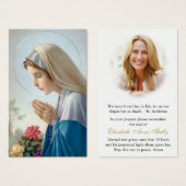 Perte funéraire Marie prier Cartes de sympathie (Devant & derrière)