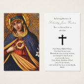 Perte funéraire Marie Prière coeur Cartes de sympa (Devant & derrière)