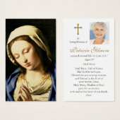 Perte funéraire Mémorial Marie Prière Sympathie Ca (Devant & derrière)