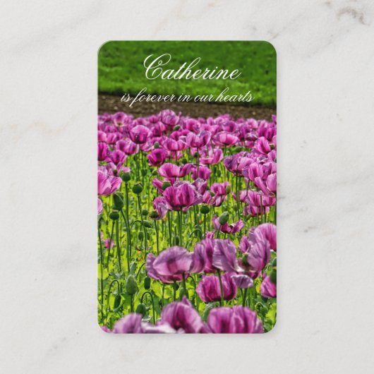 Perte funéraire Pavot pourpre Prière Cartes de Sym (Devant)