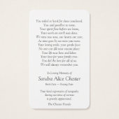 Perte funéraire Peaceful Forest Prayer Cartes de s (Dos)