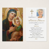 Perte funéraire Perpétuelle Aide Prière Cartes de  (Devant & derrière)