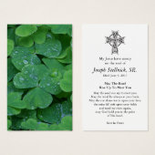 Perte funéraire Shamrock prière Cartes de sympathi (Devant & derrière)