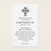 Perte funéraire Shamrock prière Cartes de sympathi (Dos)