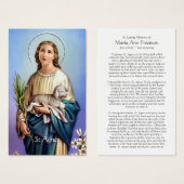 Perte funéraire St Agnes Prière Cartes de Sympathi (Devant & derrière)