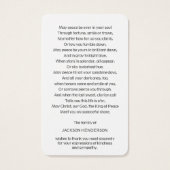 Perte funéraire Yacht & Sunset Prayer Cartes de Sy (Dos)