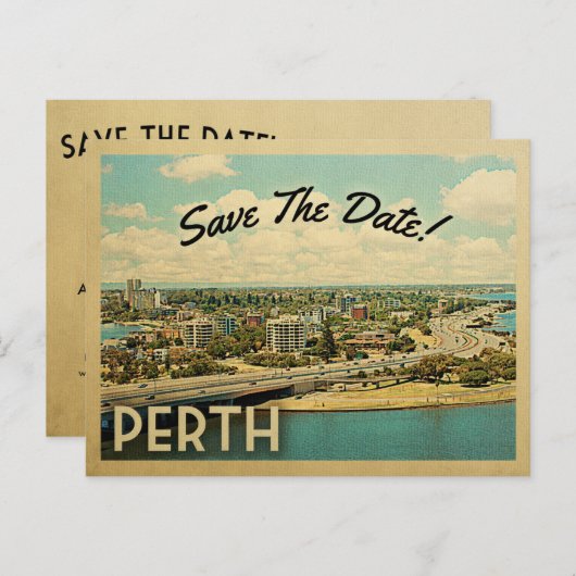 Perth Australia Save the Date  Briefkaarten (Voorkant / Achterkant)