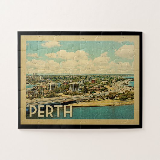 Perth Australia Vintage Travel Legpuzzel (Horizontaal)