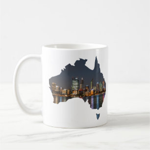 Perth, Australië, Skyline voor nachtreflecties Koffiemok