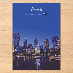 Perth, Australië - Stadsgezicht bij Nacht Acryl Uitnodigingen