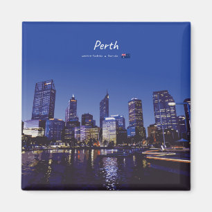 Perth, Australië - Stadsgezicht bij Nacht Magneet