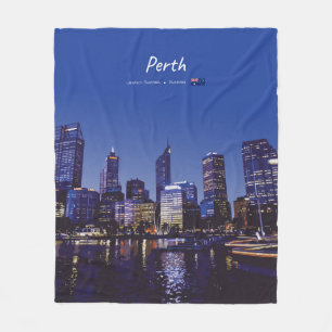 Perth, Australië - Stadsprofiel 's Nachts Fleece Deken