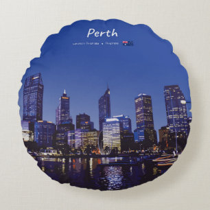 Perth, Australië - Stadsprofiel 's Nachts Rond Kussen