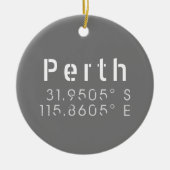 Perth breedtegraad lengtegraad keramisch ornament (Voorkant)