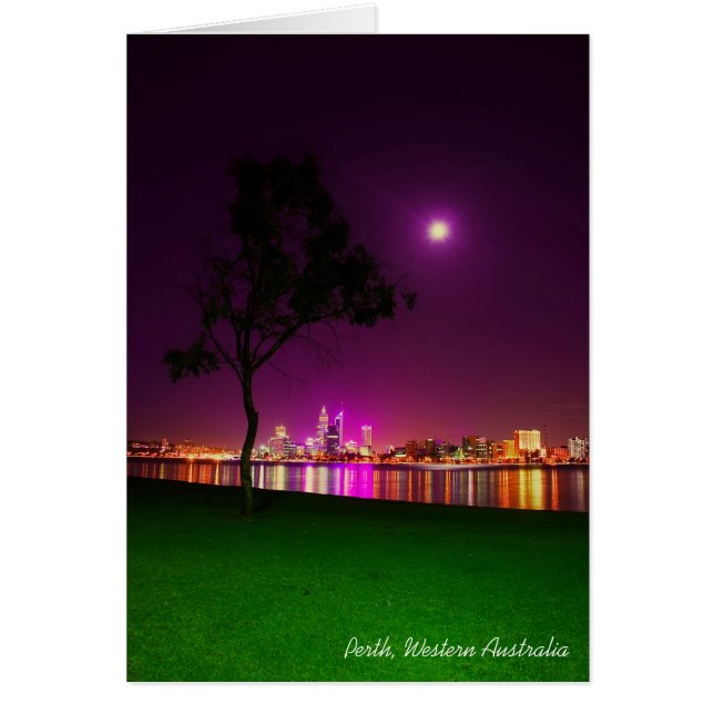 Perth City Lichten uit de South Perth Foreshore (Voorkant)