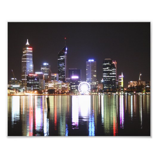 Perth City, Night Skyline, Austraila 10 x 8- Afdru Foto Afdruk (Voorkant)