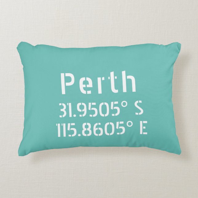 Perth Latitude Lengtegraad Accent Kussen (Voorkant)