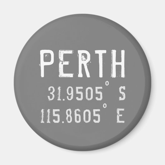 Perth Latitude Lengtegraad Magneet (Voorkant)