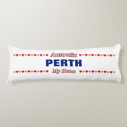 PERTH - My Home - Australië; Rode en roze harten Lichaamskussen (Voorkant)