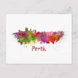 Perth skyline in waterverf briefkaart