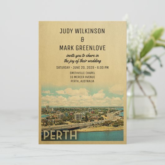 Perth Wedding Invitation  Middeleeuwse Kaart (Staand voorkant)