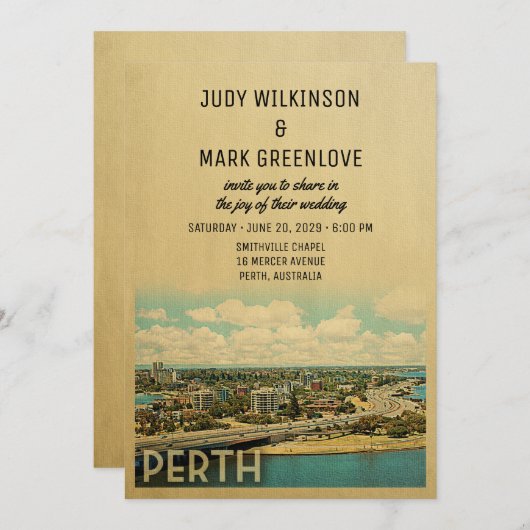 Perth Wedding Invitation  Middeleeuwse Kaart (Voorkant / Achterkant)