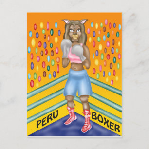 Peru boxer, alfanacaoontwerp briefkaart
