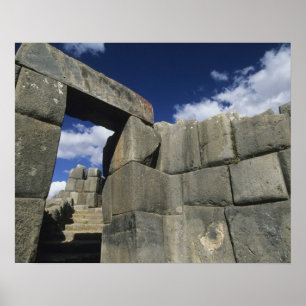 Peru, Cuzco, Sacsayhuaman fort, goed voorbeeld Poster