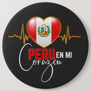 Peru en mi Corazon Peruvian Pride Ronde Button 6,0 Cm