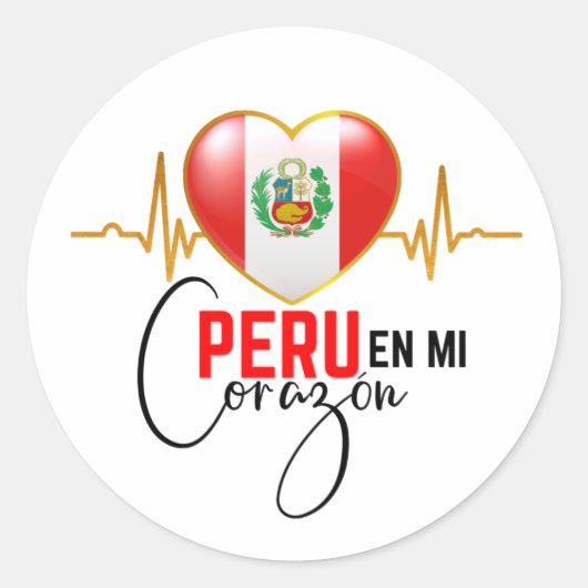 Peru en mi Corazon Peruvian Pride Ronde Sticker (Voorkant)