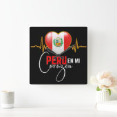 Peru en mi Corazon Peruvian Pride  Vierkante Klok (Huis)