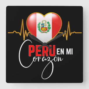 Peru en mi Corazon Peruvian Pride  Vierkante Klok