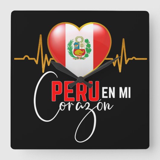 Peru en mi Corazon Peruvian Pride  Vierkante Klok (Voorkant)